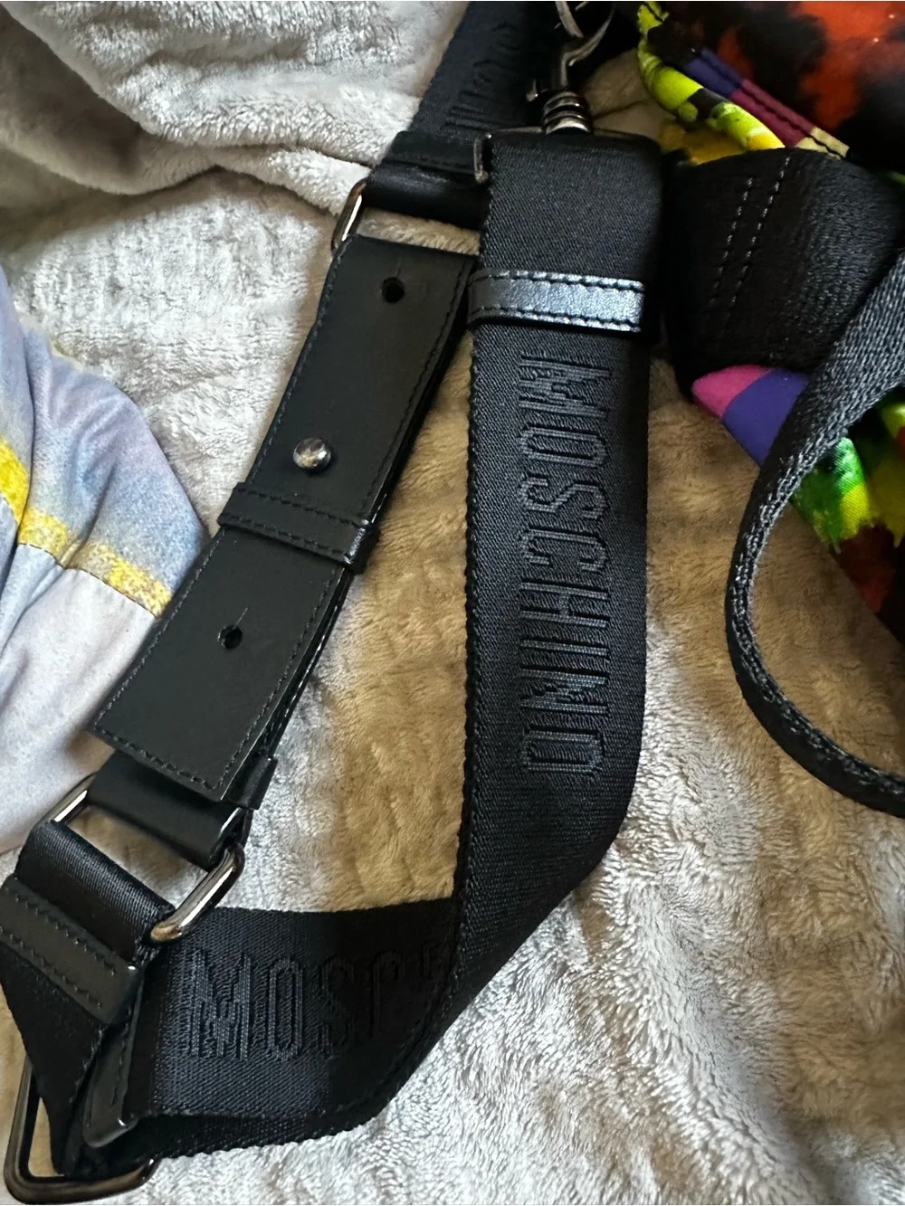 Moschino Neon Splash Messenger Bag - Black Straps